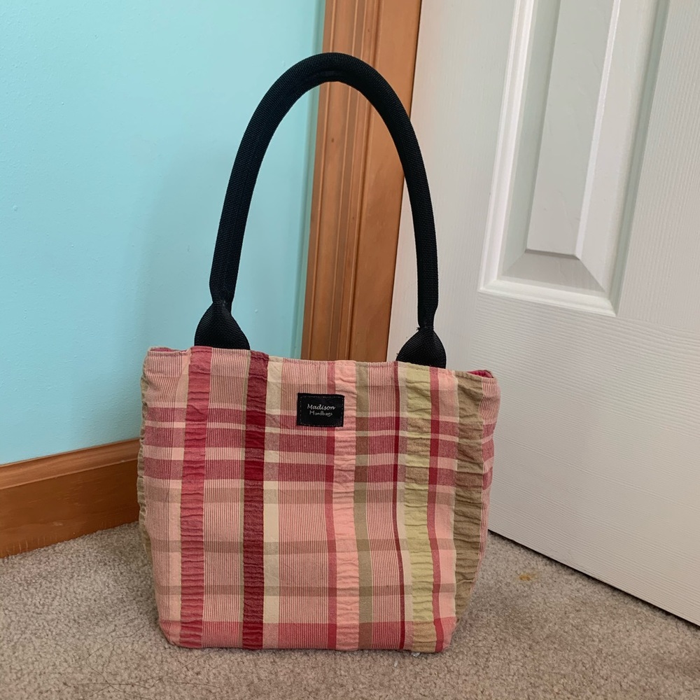 Madison Handbags Pink Plaid Purse / Bag